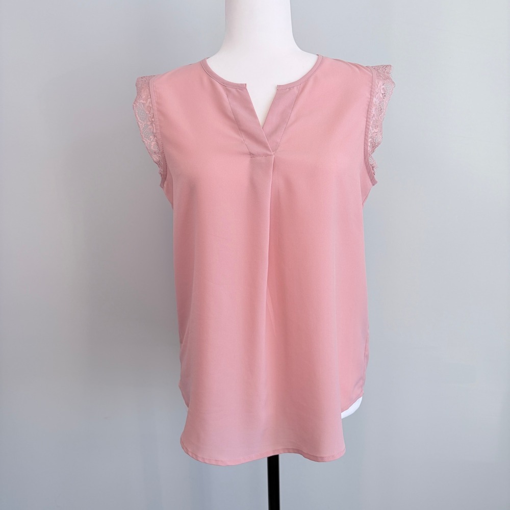 Banana Republic Blush Pink Lace Cap Sleeve Blouse